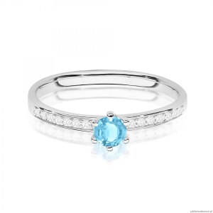 Pierścionek W0459 Topaz 0,15ct białe złoto