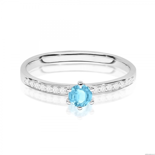 Pierścionek W0459 Topaz 0,15ct białe złoto