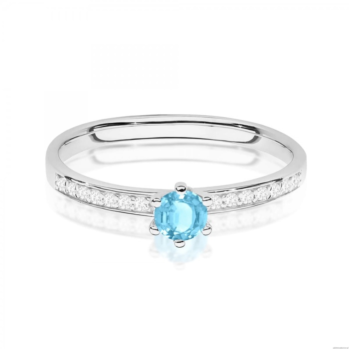 Pierścionek W0459 Topaz 0,15ct białe złoto