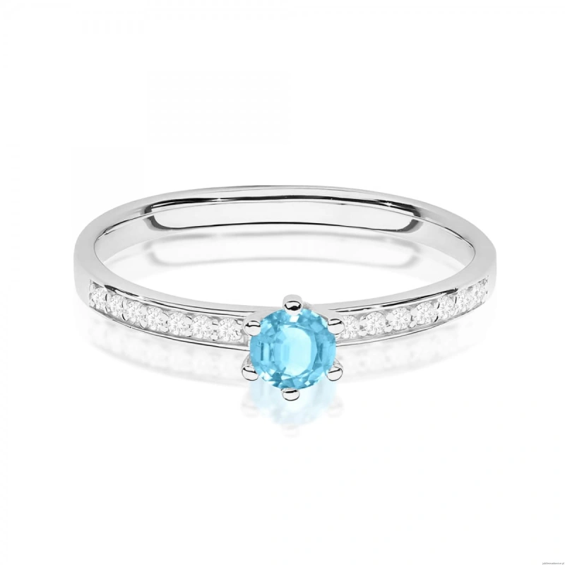 Pierścionek W0459 Topaz 0,15ct białe złoto