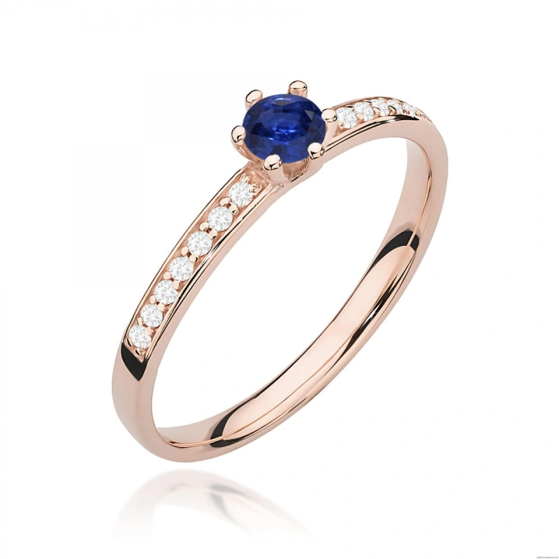 Pierścionek W0459 Szafir 0,15ct różowe złoto