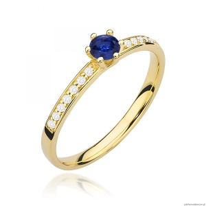 Pierścionek W0459 Szafir 0,15ct żółte złoto