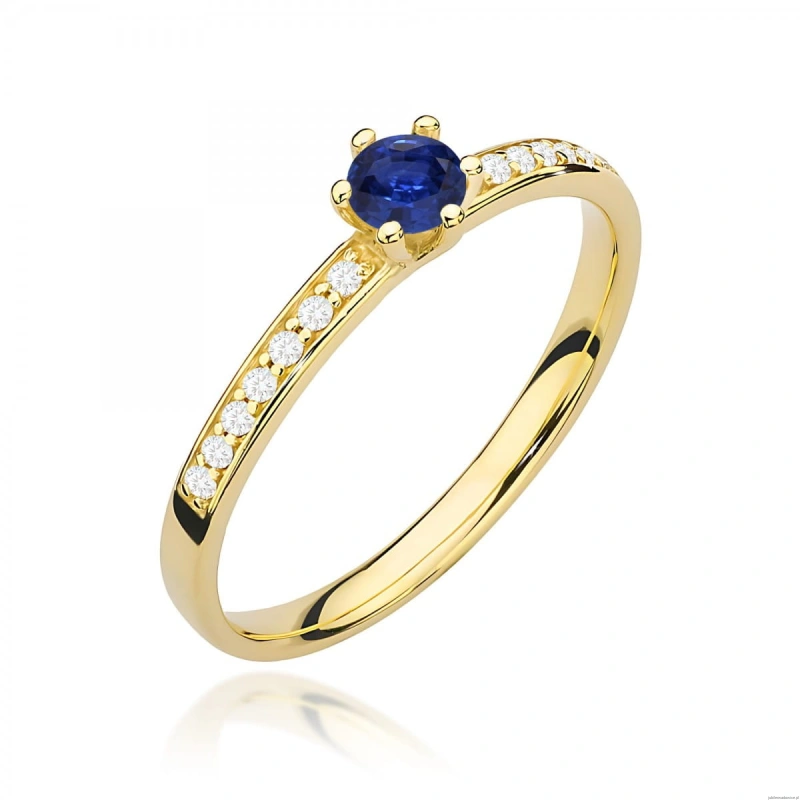 Pierścionek W0459 Szafir 0,15ct żółte złoto