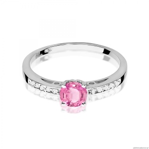 Pierścionek W0066 Różowy Topaz 0,60ct białe złoto