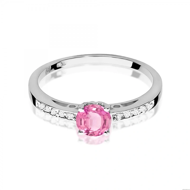 Pierścionek W0066 Różowy Topaz 0,60ct białe złoto