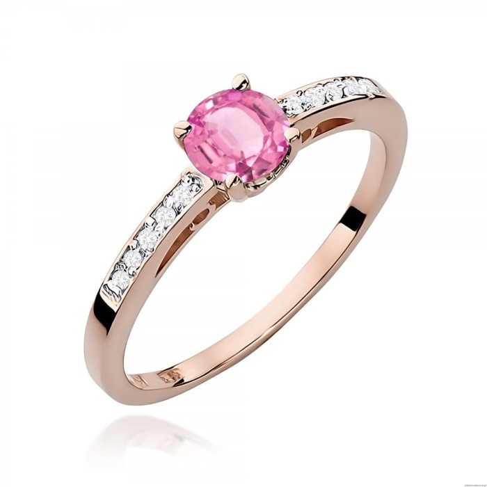 Pierścionek W0066 Różowy Topaz 0,60ct różowe złoto