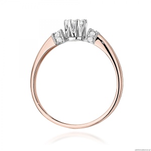 Pierścionek W0667 z diamentami laboratoryjnymi różowe złoto