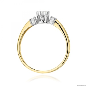 Pierścionek W0667 z diamentami laboratoryjnymi żółte złoto