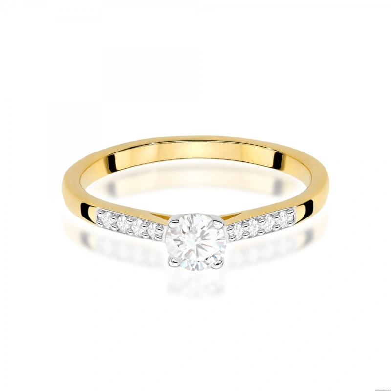 Pierścionek W0668 z diamentami laboratoryjnymi żółte złoto