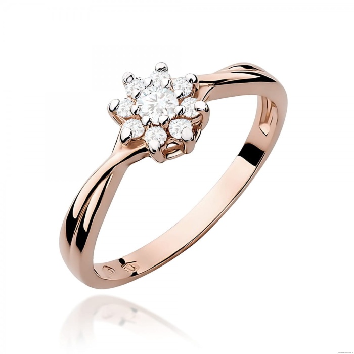 Pierścionek W0072 Diament laboratoryjny 0,10ct różowe złoto