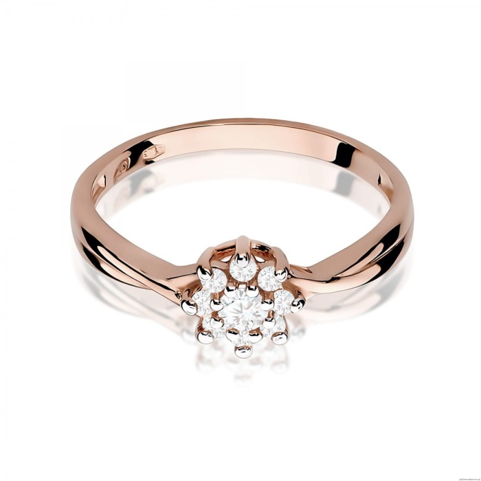 Pierścionek W0072 Diament laboratoryjny 0,10ct różowe złoto