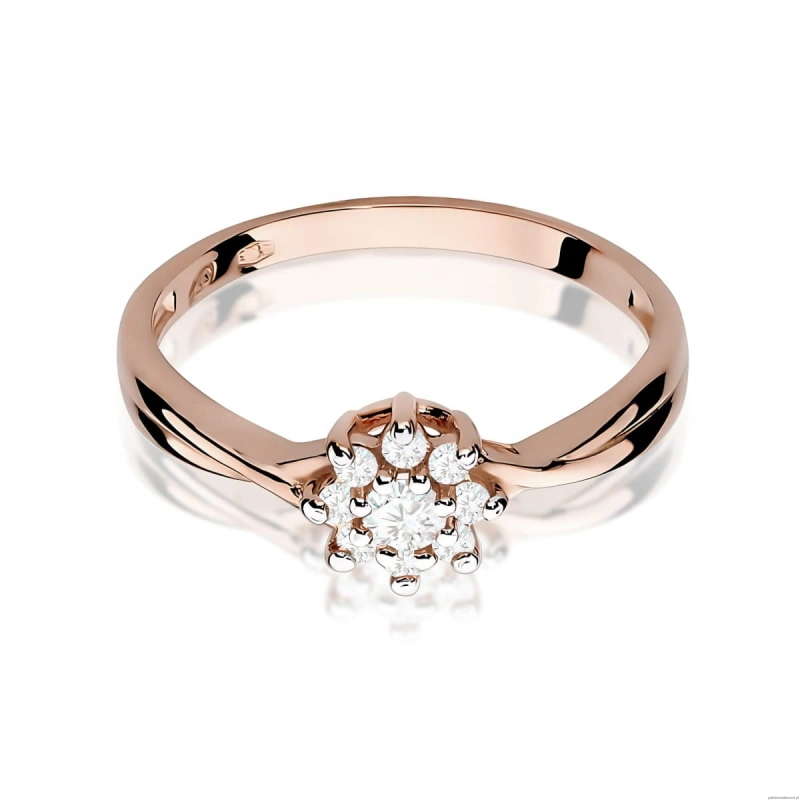 Pierścionek W0072 Diament laboratoryjny 0,10ct różowe złoto