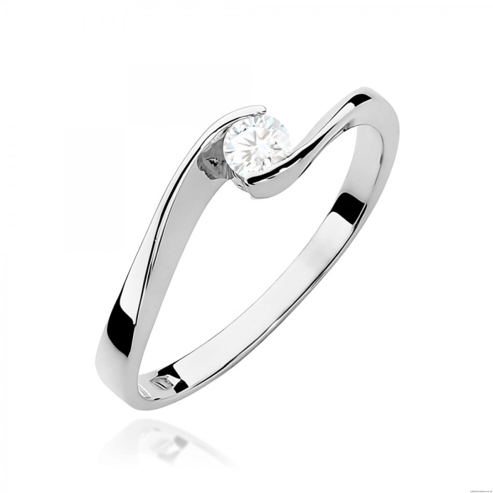 Pierścionek W0160 Diament Laboratoryjny 0,13ct białe złoto