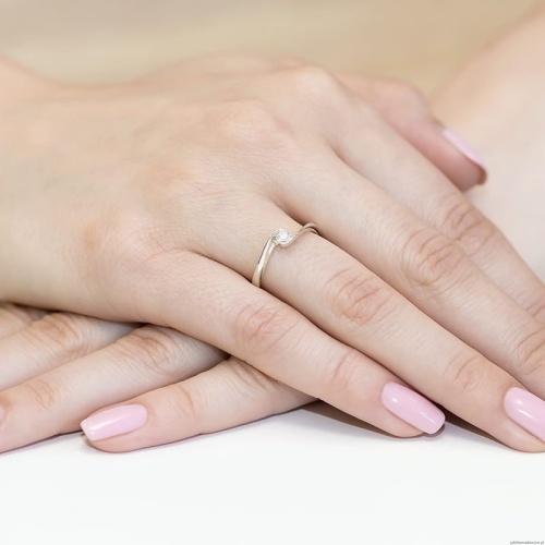 Pierścionek W0160 Diament Laboratoryjny 0,13ct białe złoto
