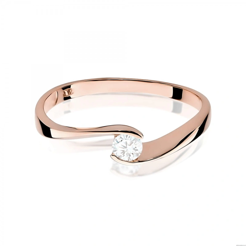 Pierścionek W0160 Diament Laboratoryjny 0,13ct różowe złoto