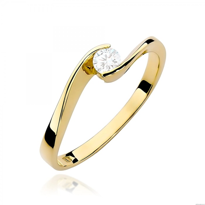 Pierścionek W0160 Diament Laboratoryjny 0,13ct żółte złoto