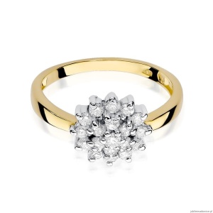 Pierścionek W0004 z diamentami żółte złoto 375
