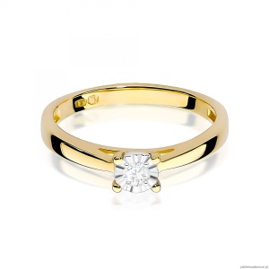 Pierścionek W0007 Diament 0,08ct Żółte złoto 375