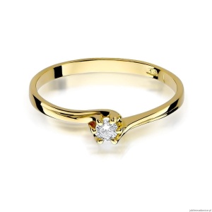 Pierścionek W0021 Diament 0,10ct Żółte złoto 375