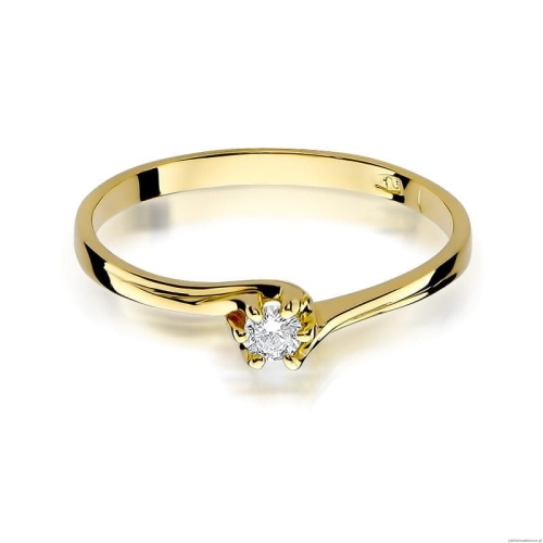 Pierścionek W0021 Diament 0,10ct Żółte złoto 375