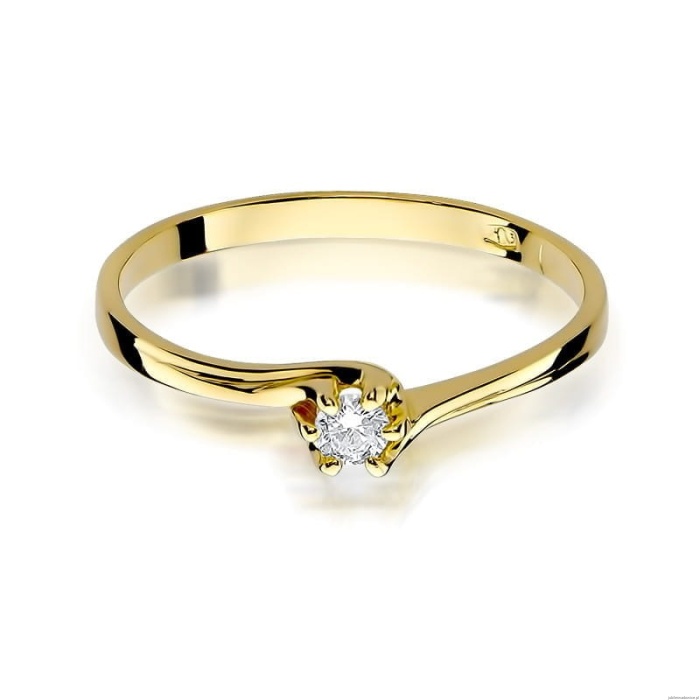 Pierścionek W0021 Diament 0,10ct Żółte złoto 375