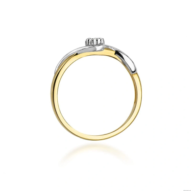 Pierścionek W0022 z diamentami Żółte złoto 375
