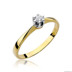 Pierścionek W0036 Diament 0,10ct Żółte złoto 375