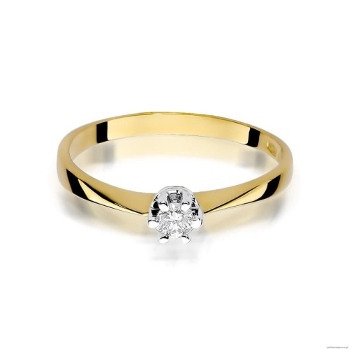 Pierścionek W0036 Diament 0,10ct Żółte złoto 375