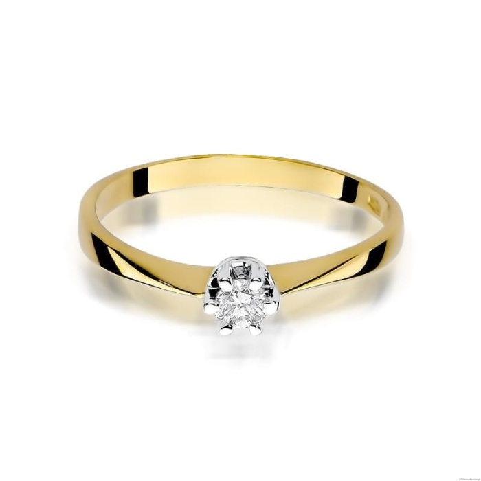 Pierścionek W0036 Diament 0,10ct Żółte złoto 375
