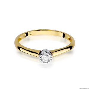 Pierścionek W0042 Diament 0,13ct Żółte złoto 375