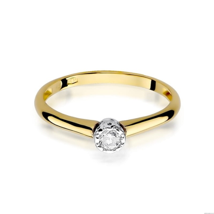 Pierścionek W0042 Diament 0,13ct Żółte złoto 375