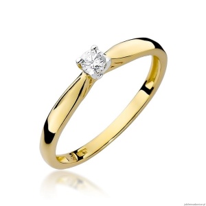 Pierścionek W0045 Diament 0,10ct Żółte złoto 375