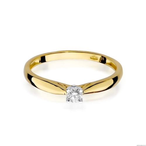Pierścionek W0045 Diament 0,10ct Żółte złoto 375