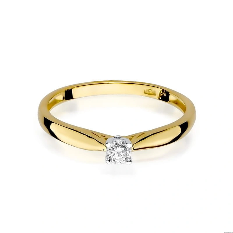 Pierścionek W0045 Diament 0,10ct Żółte złoto 375