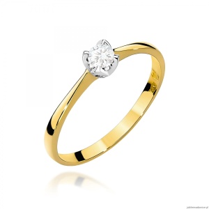 Pierścionek W0047 Diament 0,10ct Żółte złoto 375