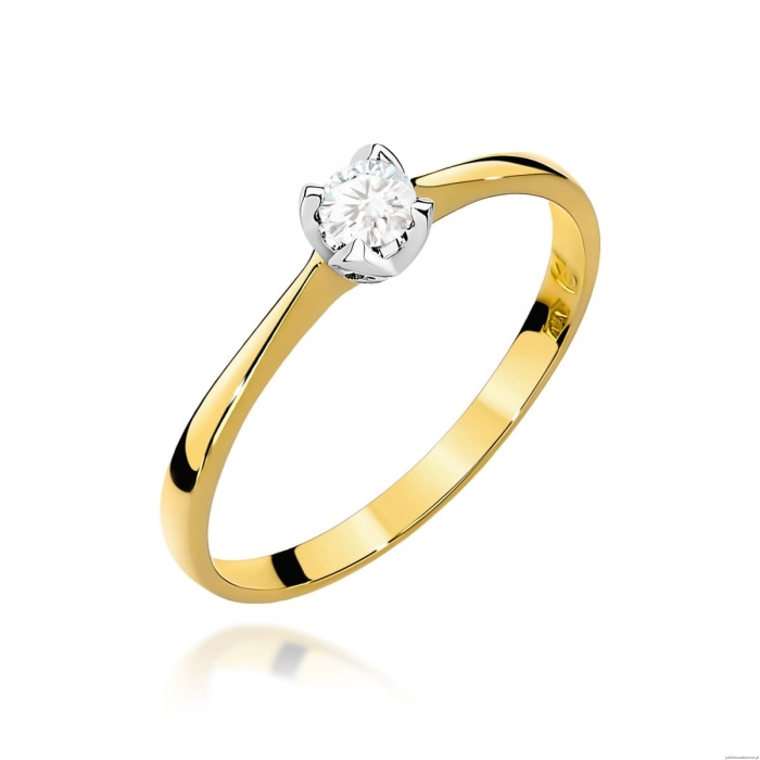 Pierścionek W0047 Diament 0,10ct Żółte złoto 375