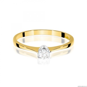 Pierścionek W0047 Diament 0,10ct Żółte złoto 375