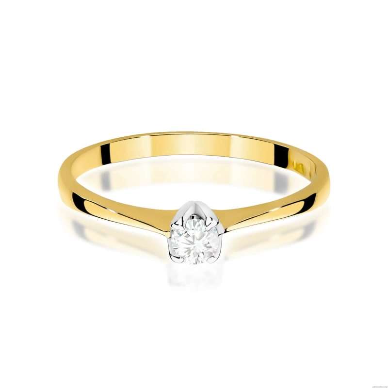 Pierścionek W0047 Diament 0,10ct Żółte złoto 375