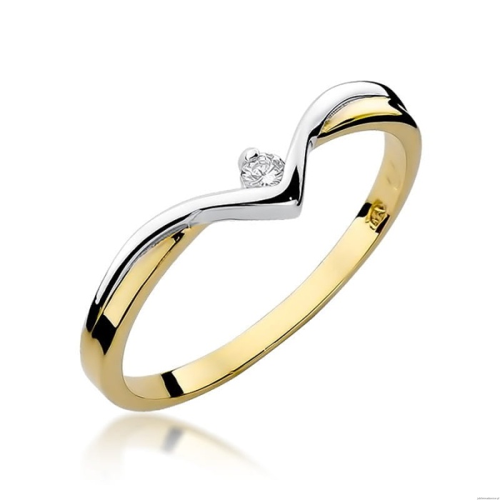 Pierścionek W0051 Diament 0,04ct Żółte złoto 375