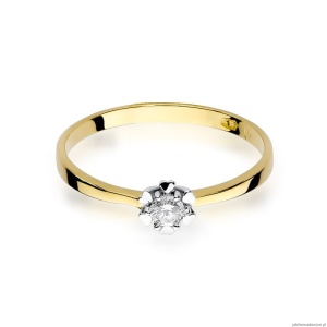 Pierścionek W0053 Diament 0,10ct Żółte złoto 375
