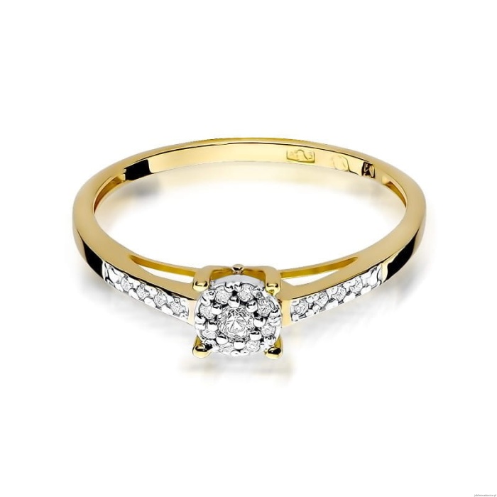 Pierścionek W0055 Diament 0,04ct Żółte złoto 375
