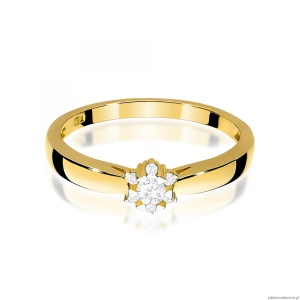 Pierścionek W0061 Diament 0,10ct Żółte złoto 375