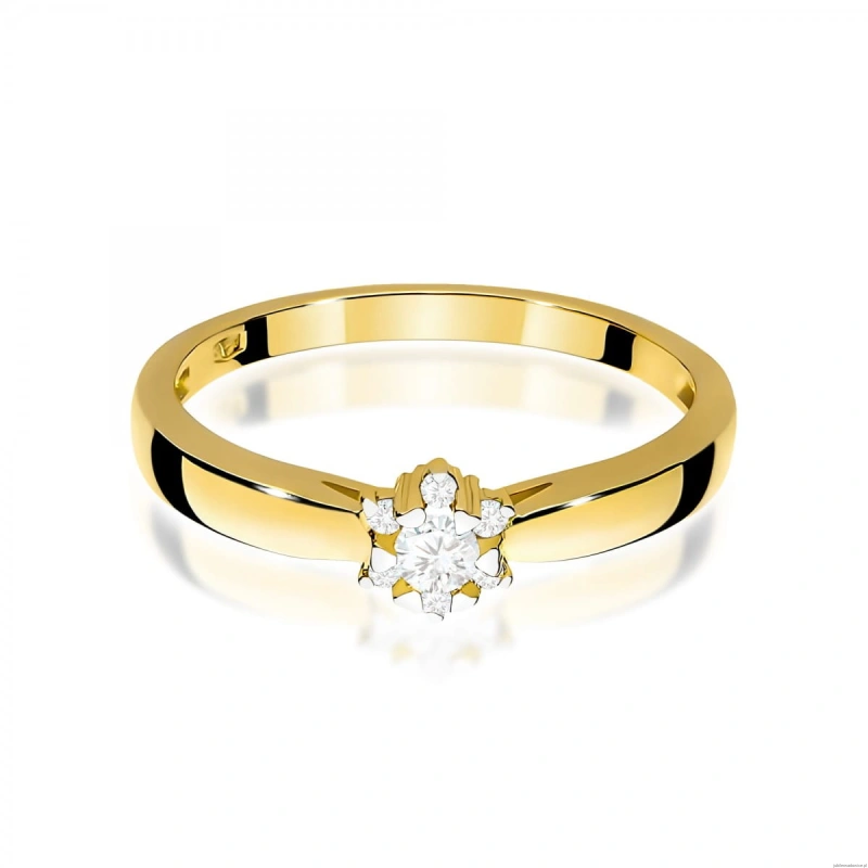 Pierścionek W0061 Diament 0,10ct Żółte złoto 375