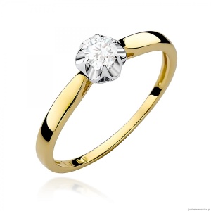 Pierścionek W0062 Diament 0,15ct Żółte złoto 375