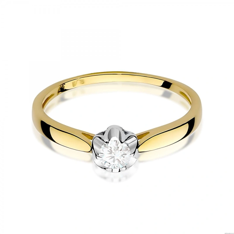 Pierścionek W0062 Diament 0,15ct Żółte złoto 375