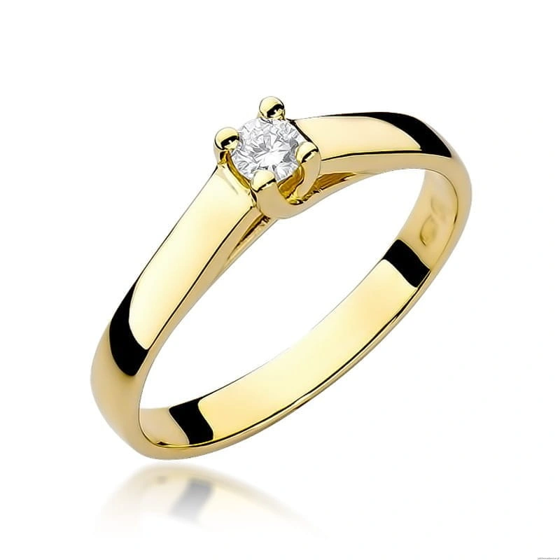 Pierścionek W0070 Diament 0,10ct Żółte złoto 375