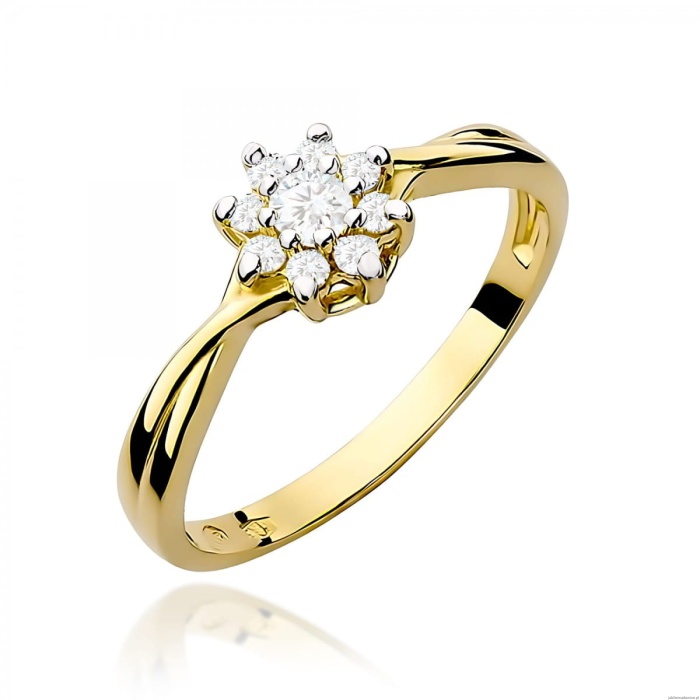 Pierścionek W0072 Diament 0,10ct Żółte złoto 375