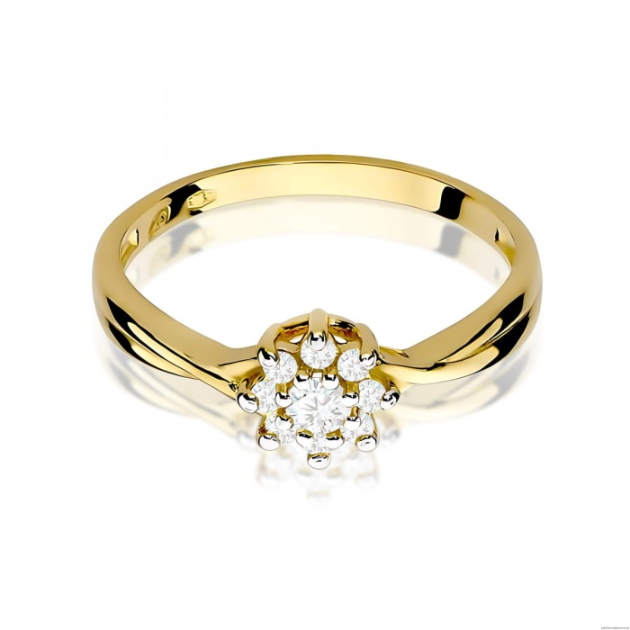 Pierścionek W0072 Diament 0,10ct Żółte złoto 375