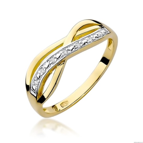 Pierścionek W0090 z diamentami Żółte złoto 375