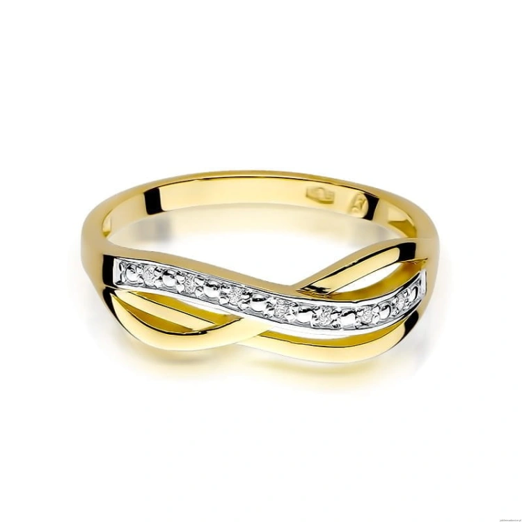 Pierścionek W0090 z diamentami Żółte złoto 375